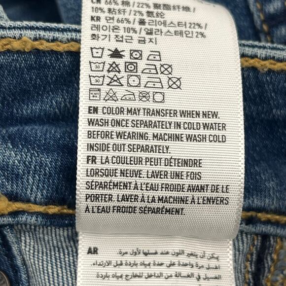 American Eagle Mid Rise Baggy Wide Leg Super Stretch Denim Cotton Blend Jeans 4 - Picture 7 of 11